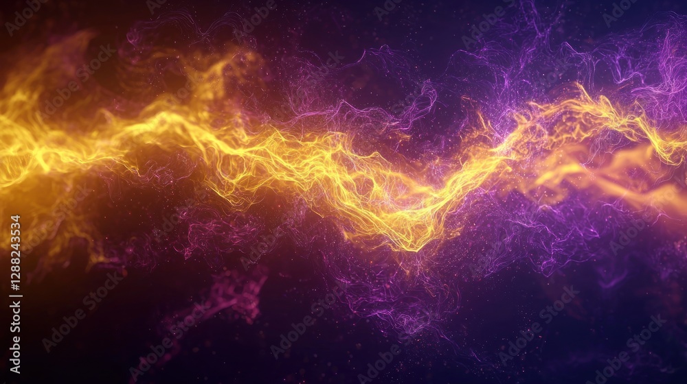 Abstract Cosmic Nebula: A Symphony of Gold and Purple Hues Abstract Cosmic Nebula: A Symphony of Gold and Purple Hues