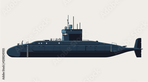 Illustration of a submarine. Naval forces.