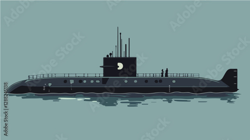 Illustration of a submarine. Naval forces.