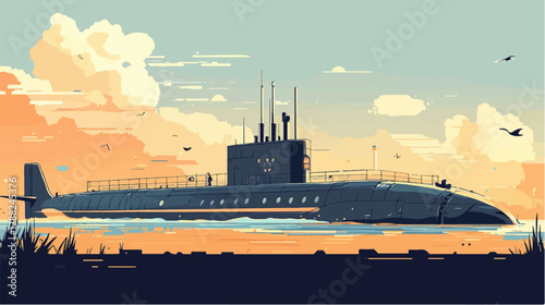 Illustration of a submarine. Naval forces.