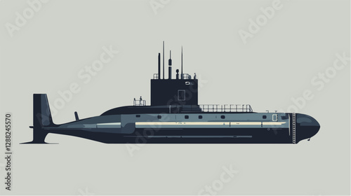 Illustration of a submarine. Naval forces.