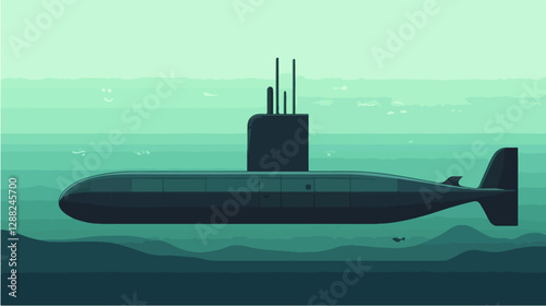Illustration of a submarine. Naval forces.