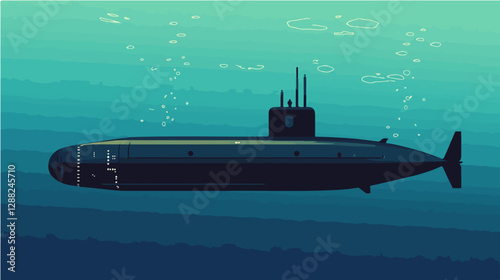 Illustration of a submarine. Naval forces.