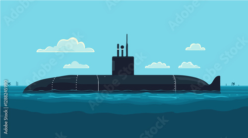 Illustration of a submarine. Naval forces.