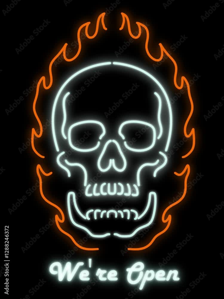 A glowing neon skull A glowing neon skull