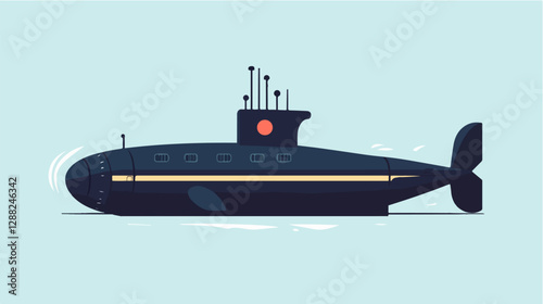 Illustration of a submarine. Naval forces.
