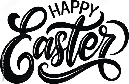 happy Easter Hand drawn calligraphy and brush pen lettering. design for holiday greeting card and invitation of the happy Easter day