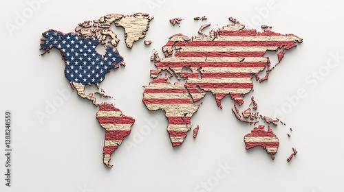 world map with american flag design for global representation