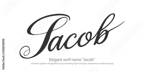 Elegant serif name "Jacob"—a timeless typeface designed for luxury branding, high-end logos, and premium editorial design. Perfect for fashion, upscale packaging, and refined typography.