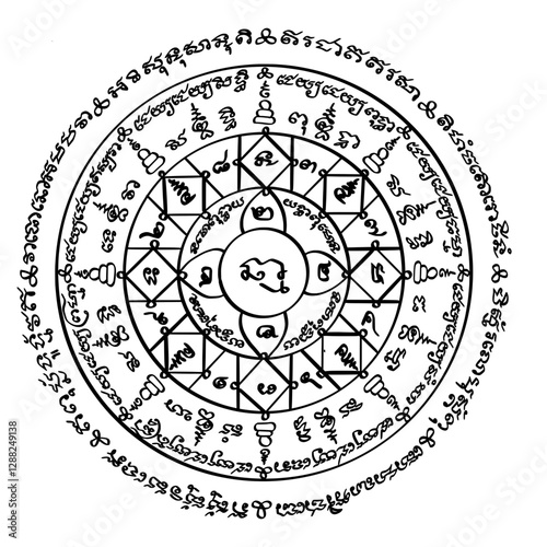 "Yant Maha Lalai" or "Maha Lalai Yantra" can be translated as "Great Enchantment Yantra" or "Powerful Attraction Yantra."