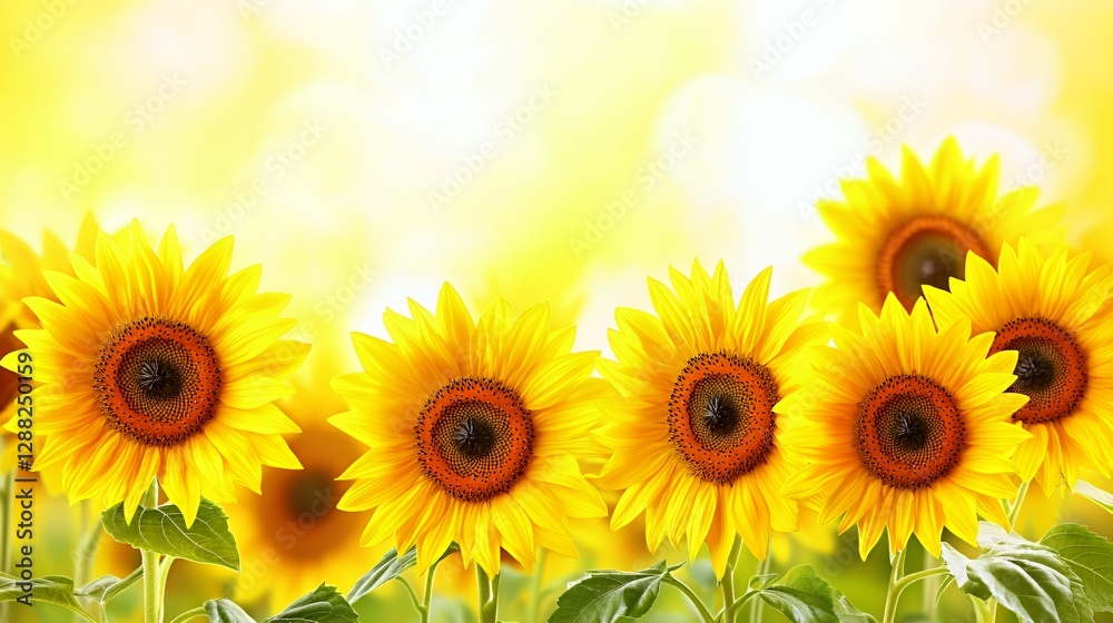 Fototapeta premium Vibrant Yellow Sunflowers in a Sunny Field