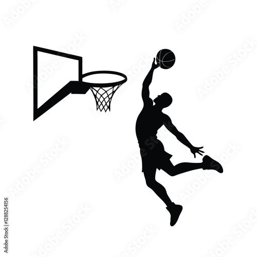 basketball player silhouette vector on white background