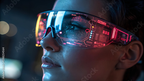 Futuristic Augmented Reality Smart Glasses Digital Interface Concept High-Tech AI Wearable Technology