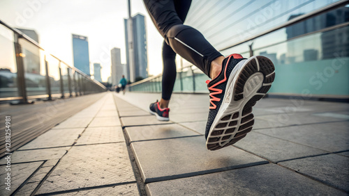 Fitness Runner in Sports Shoes Training in City Active Lifestyle and Endurance Workout Concept