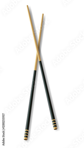 Realistic Food Chopsticks. Vector illustration of Traditional Asian Bamboo Utensils Color Chopstick. Vector illustration