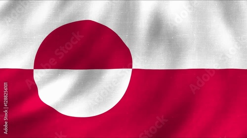 Greenland national flag wavy animation with fabric pattern. 4K quality national flag footage