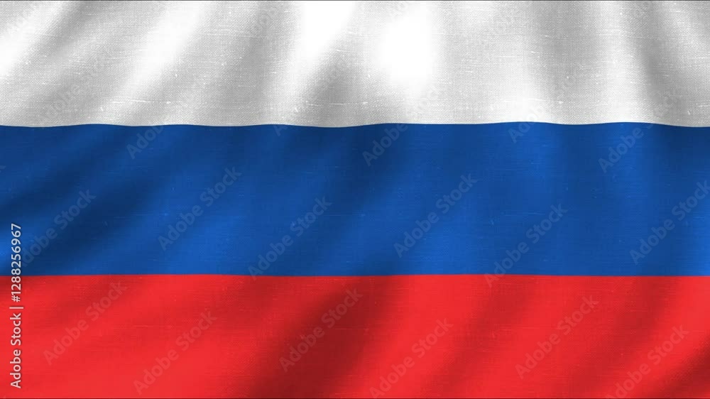 Russia national flag wavy animation with fabric pattern. 4K quality national flag footage