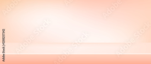 Background pink shelf studio, pastel peach space room tabletop, vector illustration. Limbo countertop backdrop.