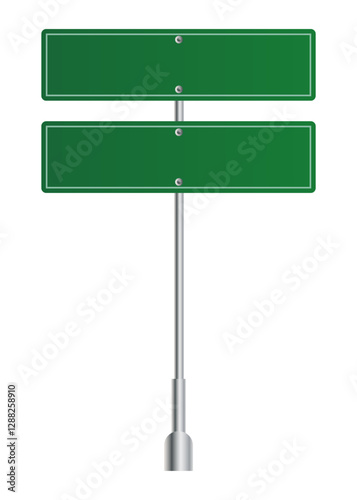 Green traffic sign. Road board text panel, mockup signage direction highway city signpost location street arrow way vector