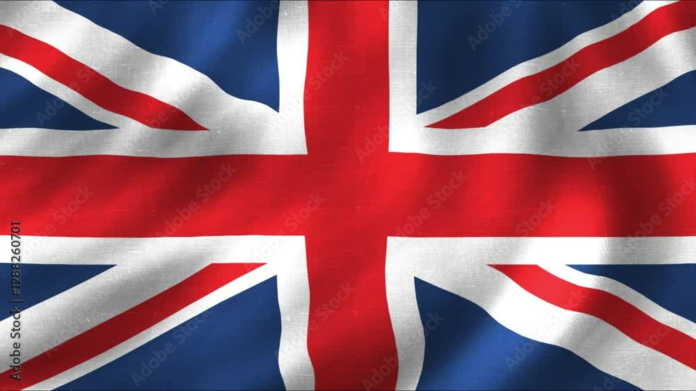 United Kingdom national flag wavy animation with fabric pattern. 4K quality national flag footage United Kingdom national flag wavy animation with fabric pattern. 4K quality national flag footage