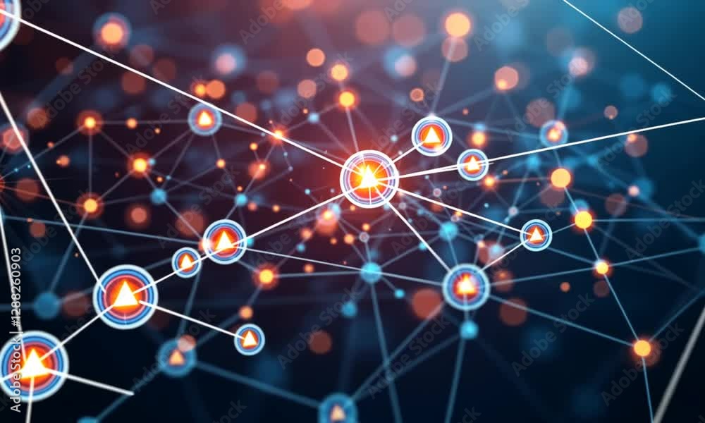 Global network connection, data flow, digital nodes, abstract background, tech illustration