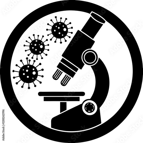 Microscope view of bacteria  silhouette vector illustration 