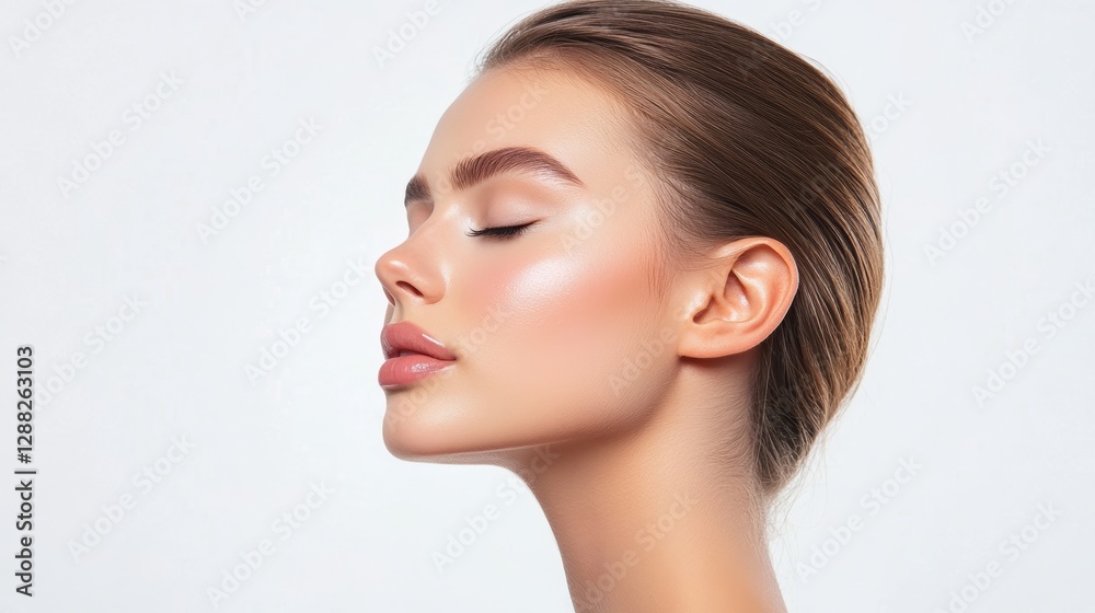Radiant Profile of a Young Model with Smooth Skin and Serene Expression Radiant Profile of a Young Model with Smooth Skin and Serene Expression