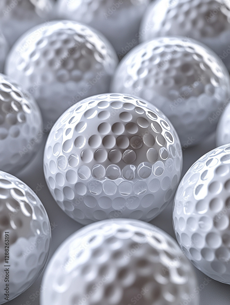 Collection of white golf balls on a textured surface Collection of white golf balls on a textured surface