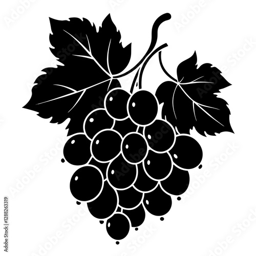 Grape bunch with dewdrops silhouette vector illustration 