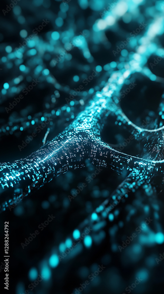 Obraz premium Holographic Virus Code Infecting a Virtual System