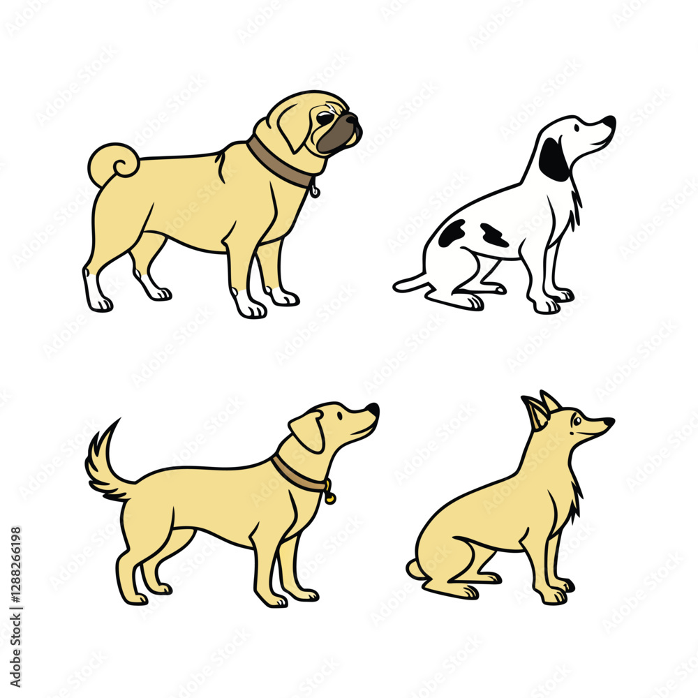 A set of Dog icon silhouette vector illustrations A set of Dog icon silhouette vector illustrations