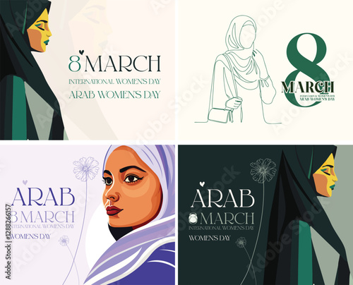 4 Creative Women's Day Designs - Celebrate International and Arab Women with Unique Colors and Ideas for Social Media and Greeting Cards - 8 march - march 8