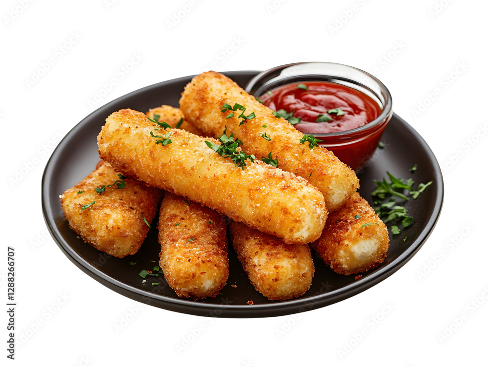 Crispy Cheese Sticks with Ketchup, Ready to Serve Crispy Cheese Sticks with Ketchup, Ready to Serve