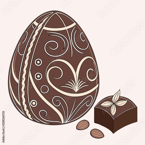 Sophisticated chocolate egg with rich decor for your creative projects