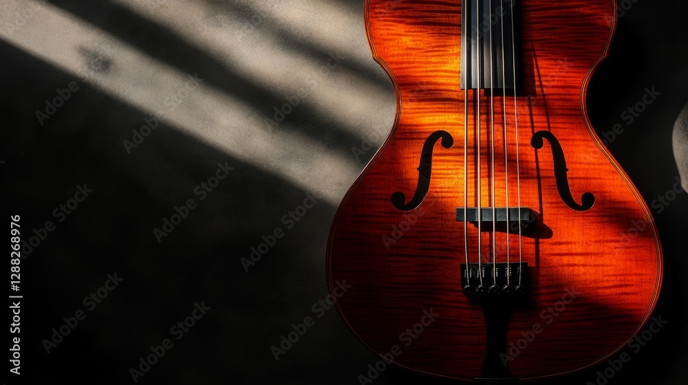 Fototapeta premium Electric Bass in Dramatic Lighting with Empty Text Space 