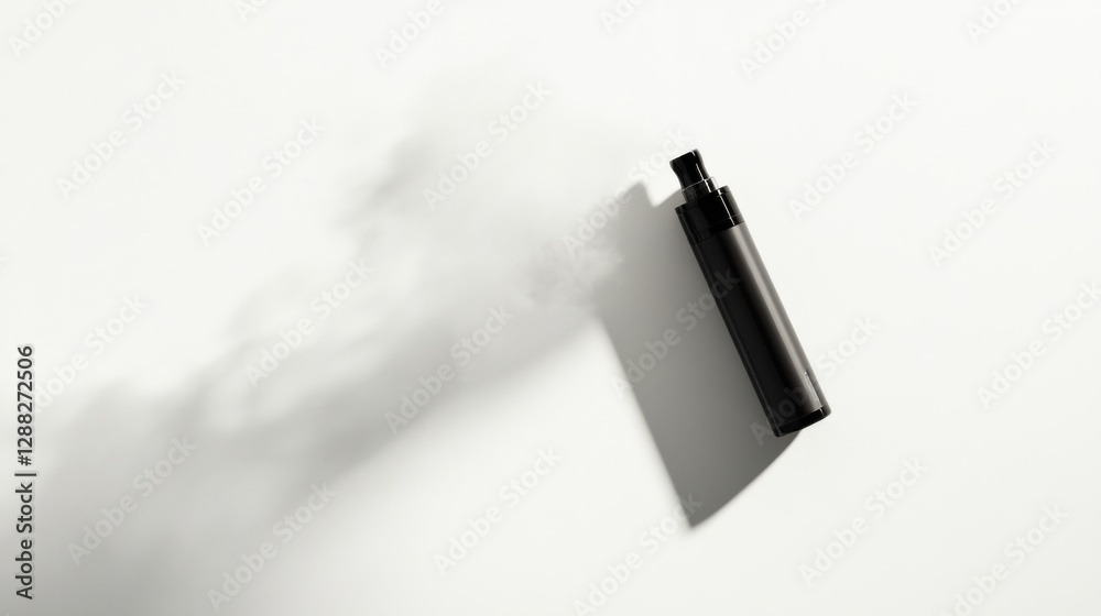 Fototapeta premium A vaping device on a clean white background with soft shadows. Featuring sleek lines and gentle vapor