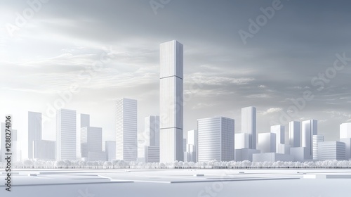 Modern Architectural Landscape with Minimalist Skyscraper Design