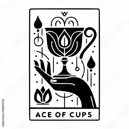 Minimalist Ace of Cups Tarot Card Illustration