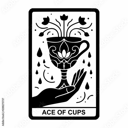Black and White Ace of Cups Tarot Design