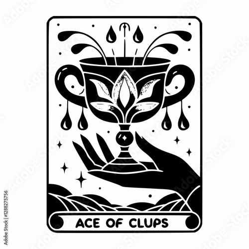 Elegant Ace of Cups Tarot Card Artwork