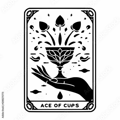 Hand Holding Ornate Cup Tarot Symbol