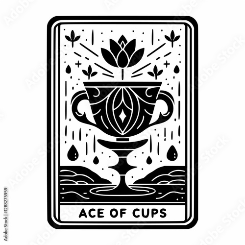 Ace of Cups Mystical Symbolism in Line Art