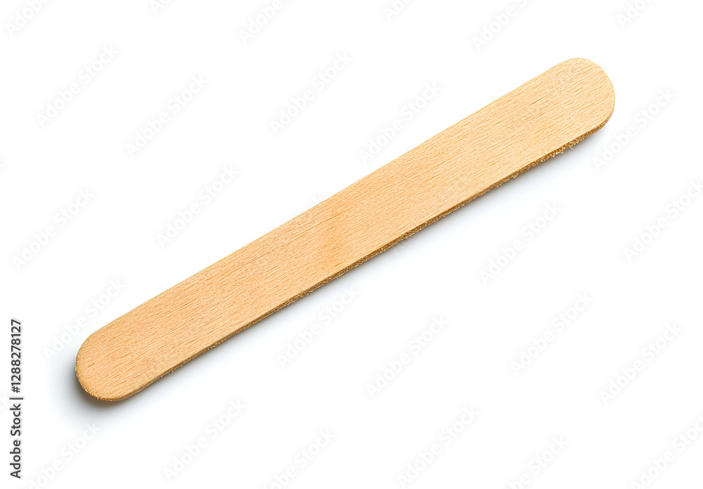 Single Wooden Popsicle Stick Isolated on White Single Wooden Popsicle Stick Isolated on White