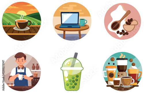 Cozy Winter Cottage. Bundle Up with Hot Coffee. Bookish Collection Stickers