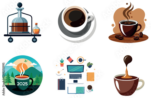 Luxury Coffee Bundle.  Opulent Gold Cup Collection Stickers