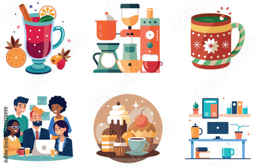 Cozy Winter Coffee Bundle.  Hot Drink Collection Stickers