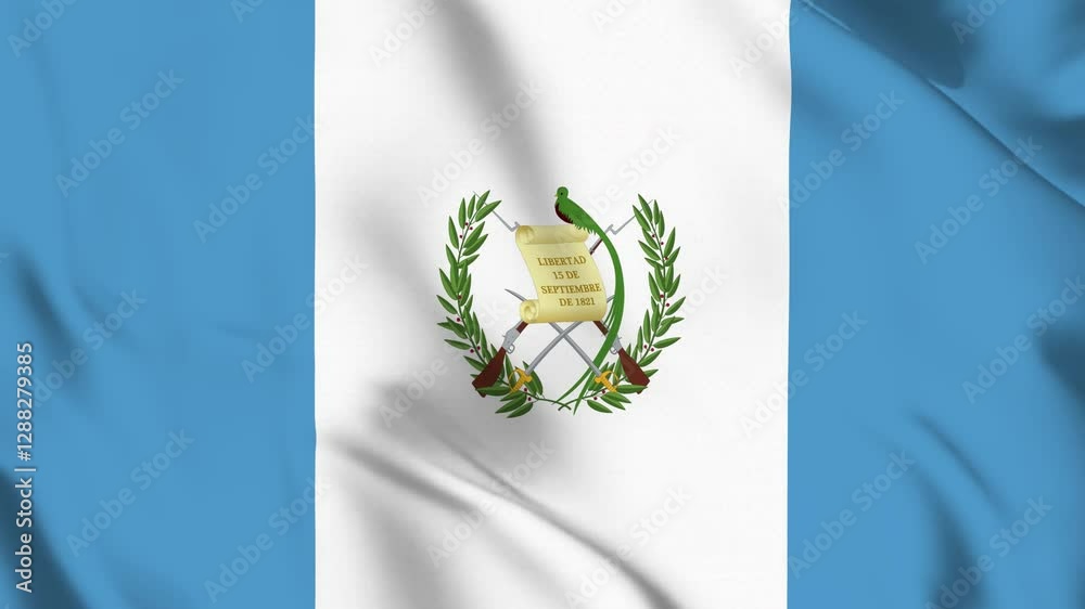 Waving Guatemala Flag Animated, Realistic National Flag Background