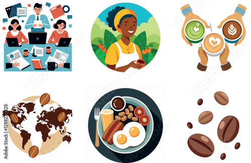Delicious Coffee Bundle. Chocolate Pieces Collection Stickers