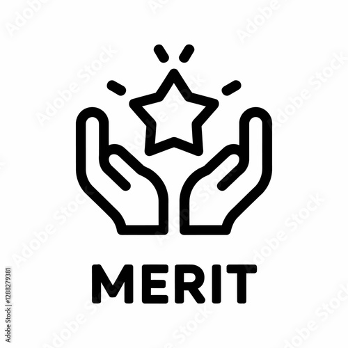 Merit Icon Hands Holding Shining Star, Award, Excellence
