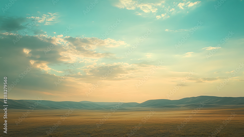 Naklejka premium Serene Sunset over Rolling Hills